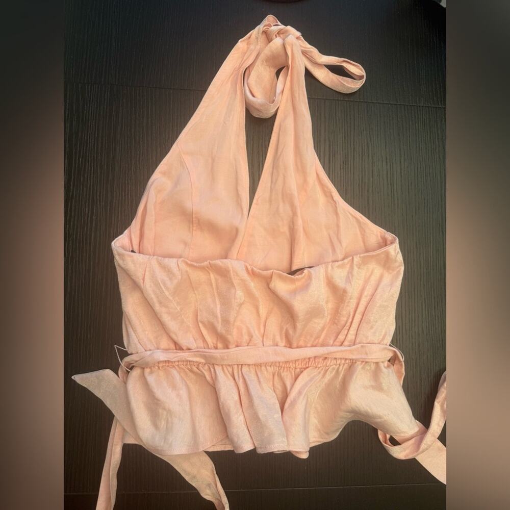 Majorelle Theodore Top Light Pink Halter Tank Top Ruffle Size Medium - Picture 5 of 8